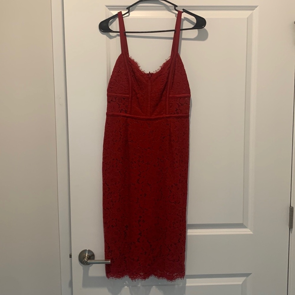 Red midi lace dress